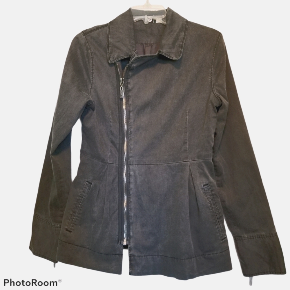Roxy Distressed Gray Side Zip Jacket Size M